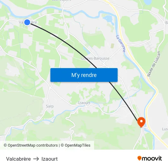 Valcabrère to Izaourt map