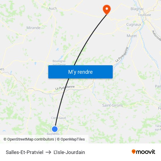 Salles-Et-Pratviel to L'Isle-Jourdain map