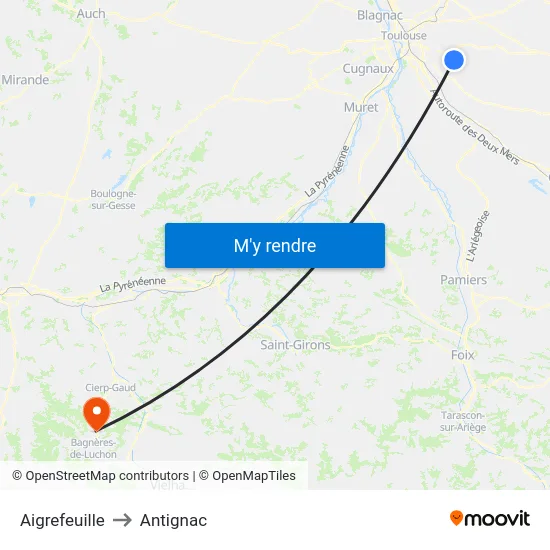 Aigrefeuille to Antignac map