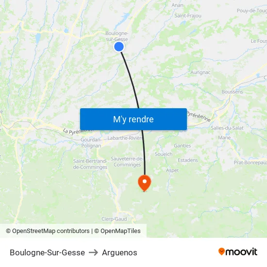 Boulogne-Sur-Gesse to Arguenos map