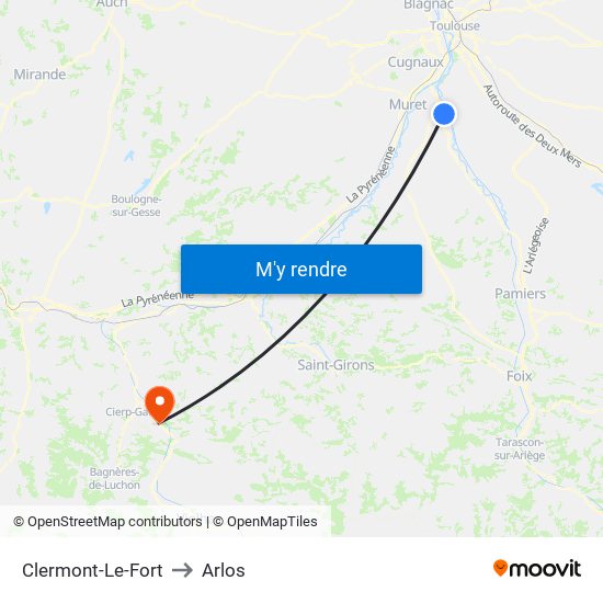 Clermont-Le-Fort to Arlos map