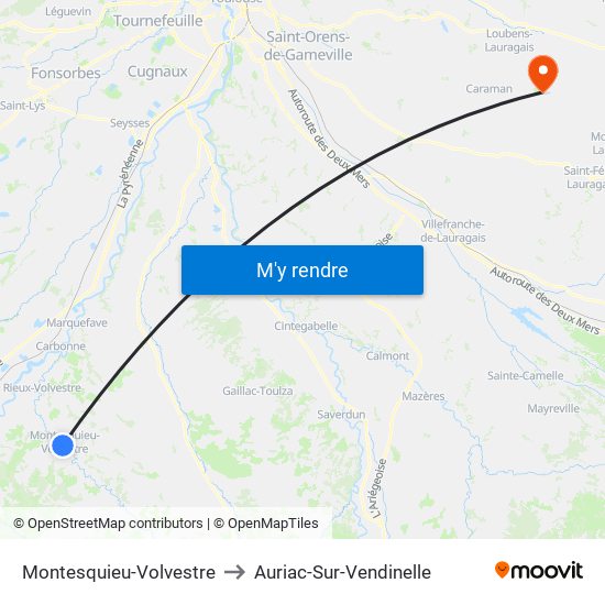 Montesquieu-Volvestre to Auriac-Sur-Vendinelle map