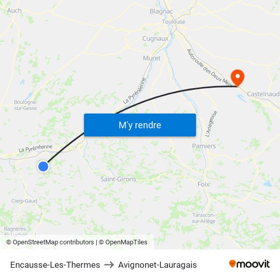 Encausse-Les-Thermes to Avignonet-Lauragais map