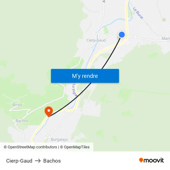 Cierp-Gaud to Bachos map