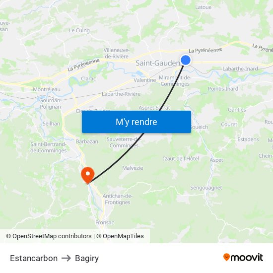 Estancarbon to Bagiry map