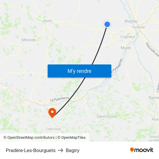 Pradère-Les-Bourguets to Bagiry map