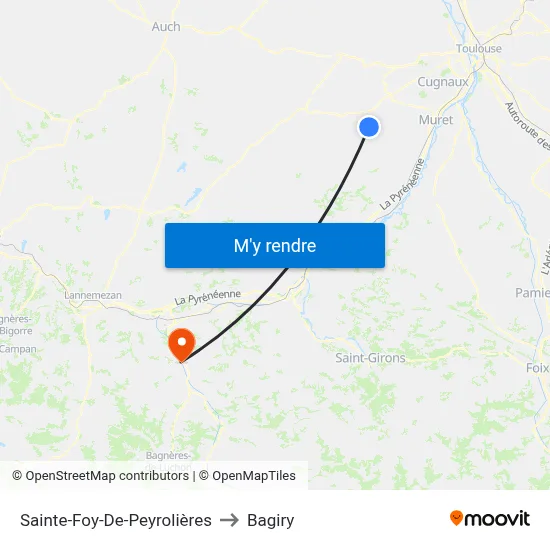 Sainte-Foy-De-Peyrolières to Bagiry map