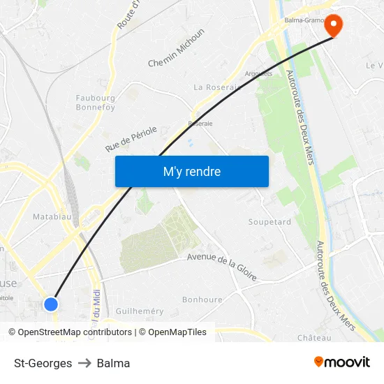 St-Georges to Balma map