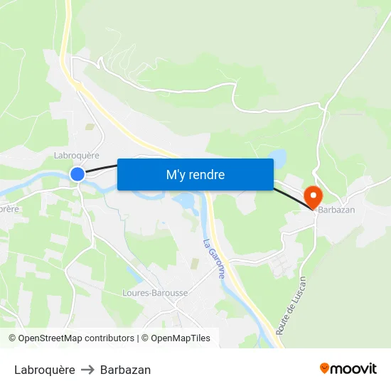 Labroquère to Barbazan map