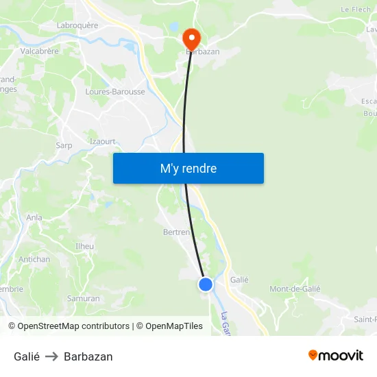 Galié to Barbazan map