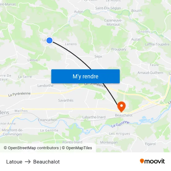 Latoue to Beauchalot map