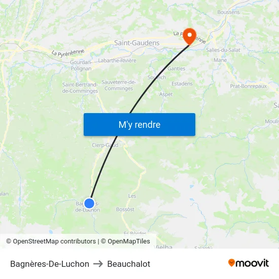 Bagnères-De-Luchon to Beauchalot map