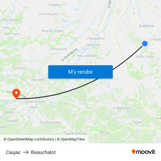 Caujac to Beauchalot map