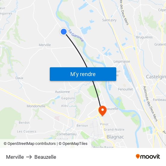 Merville to Beauzelle map