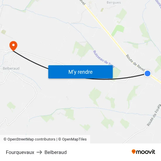 Fourquevaux to Belberaud map