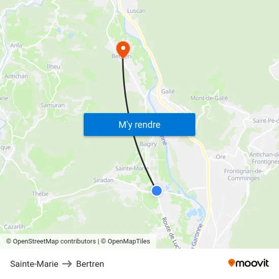 Sainte-Marie to Bertren map