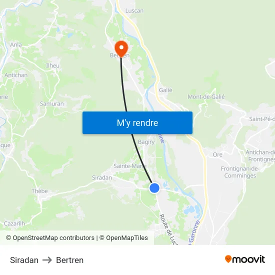Siradan to Bertren map