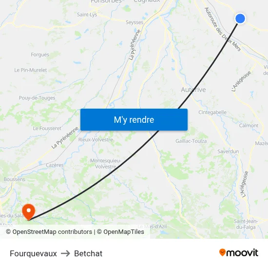 Fourquevaux to Betchat map