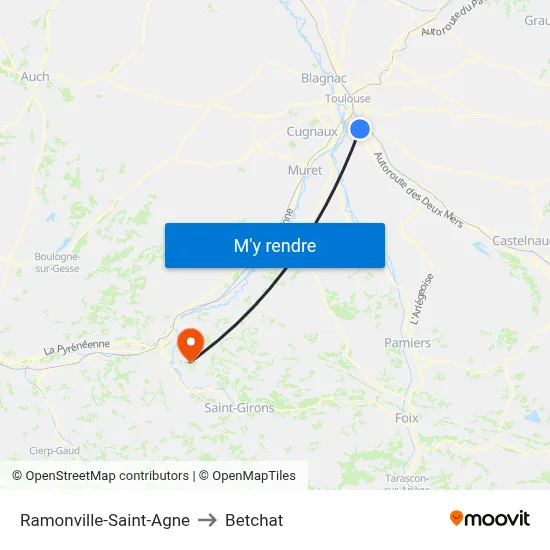 Ramonville-Saint-Agne to Betchat map
