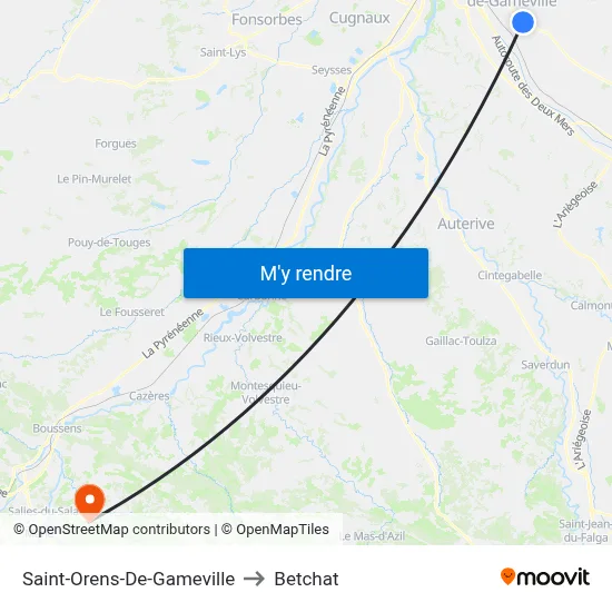 Saint-Orens-De-Gameville to Betchat map