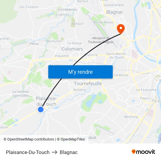 Plaisance-Du-Touch to Blagnac map