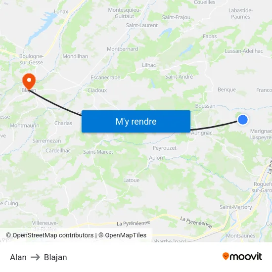 Alan to Blajan map