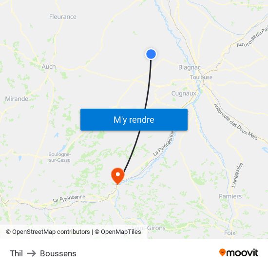 Thil to Boussens map