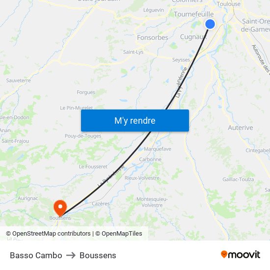 Basso Cambo to Boussens map