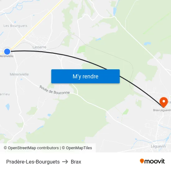 Pradère-Les-Bourguets to Brax map