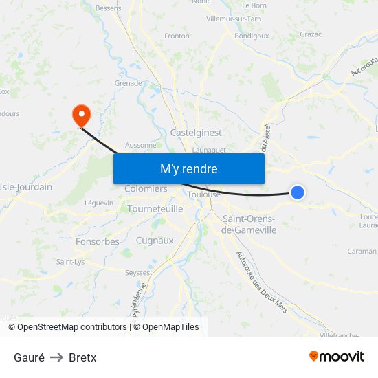Gauré to Bretx map