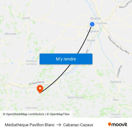 Médiathèque Pavillon Blanc to Cabanac-Cazaux map