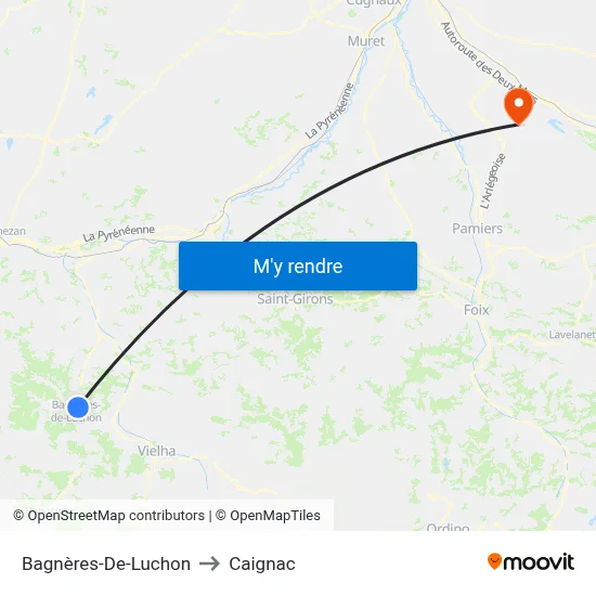 Bagnères-De-Luchon to Caignac map