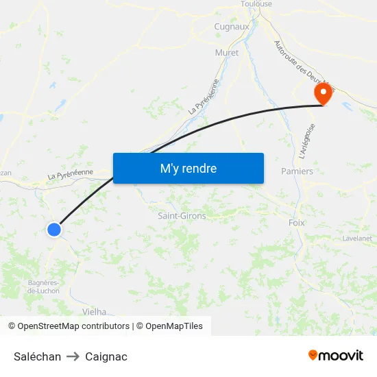 Saléchan to Caignac map