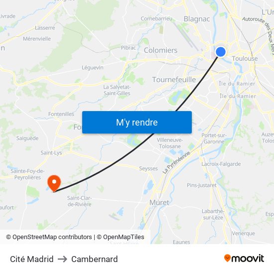 Cité Madrid to Cambernard map