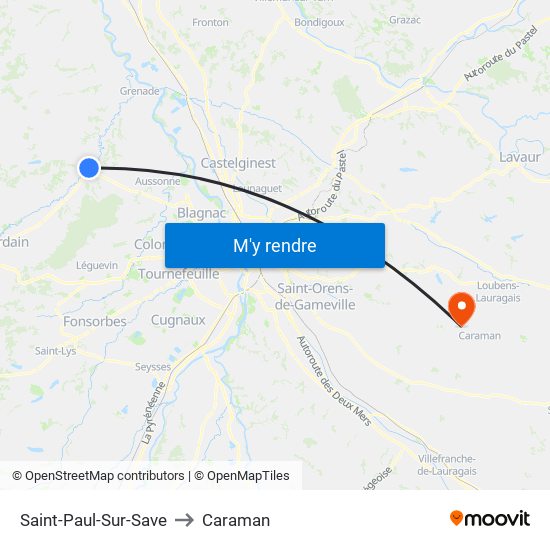 Saint-Paul-Sur-Save to Caraman map