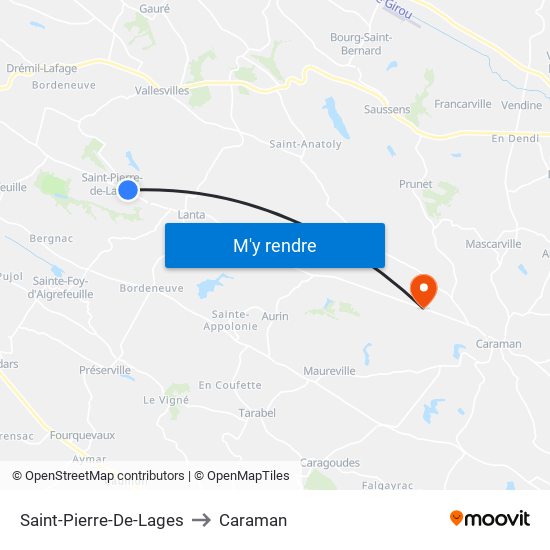 Saint-Pierre-De-Lages to Caraman map