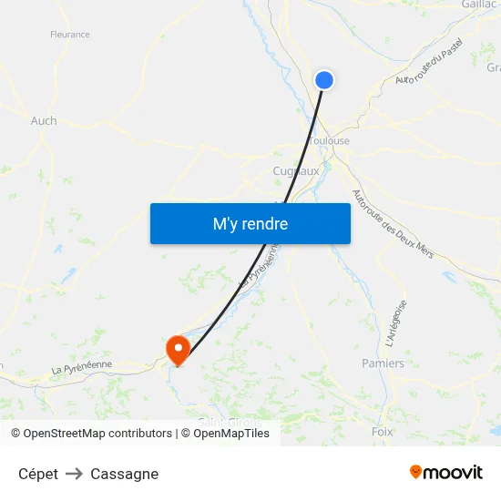 Cépet to Cassagne map