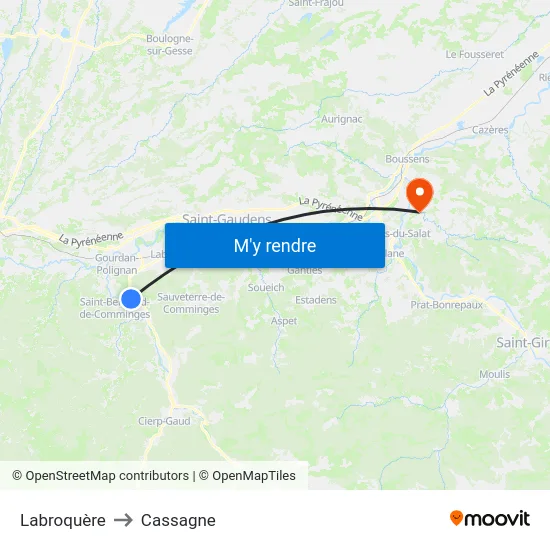 Labroquère to Cassagne map