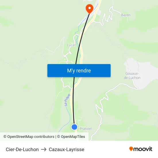 Cier-De-Luchon to Cazaux-Layrisse map