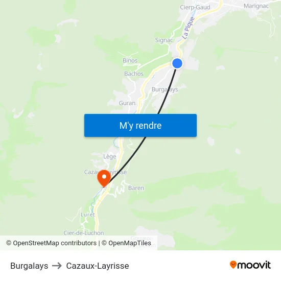 Burgalays to Cazaux-Layrisse map