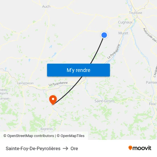 Sainte-Foy-De-Peyrolières to Ore map