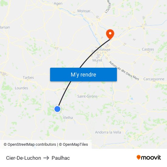 Cier-De-Luchon to Paulhac map