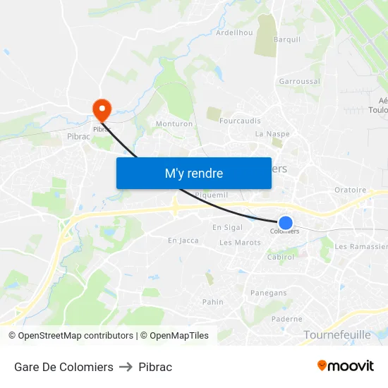 Gare De Colomiers to Pibrac map