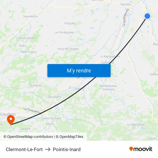 Clermont-Le-Fort to Pointis-Inard map