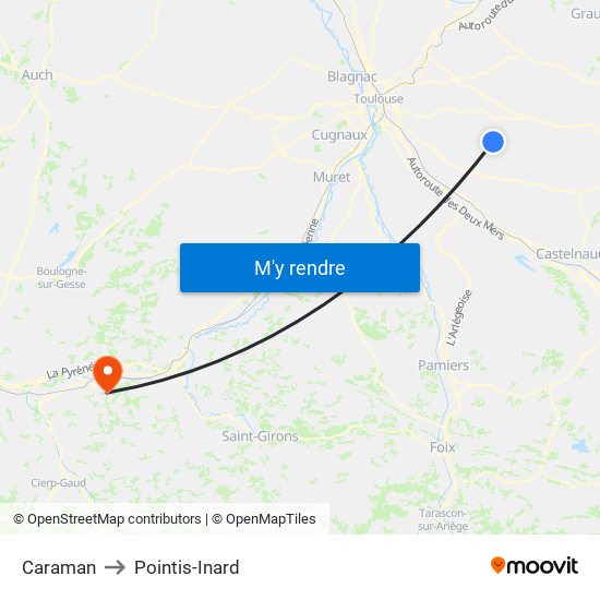 Caraman to Pointis-Inard map