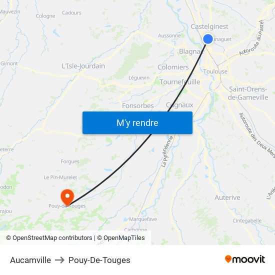 Aucamville to Pouy-De-Touges map