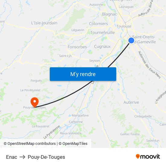 Enac to Pouy-De-Touges map