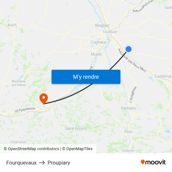 Fourquevaux to Proupiary map
