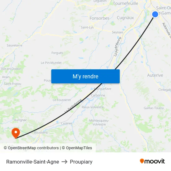 Ramonville-Saint-Agne to Proupiary map