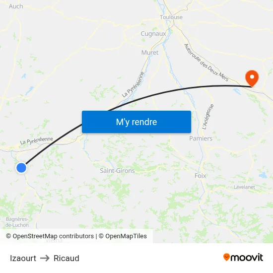 Izaourt to Ricaud map